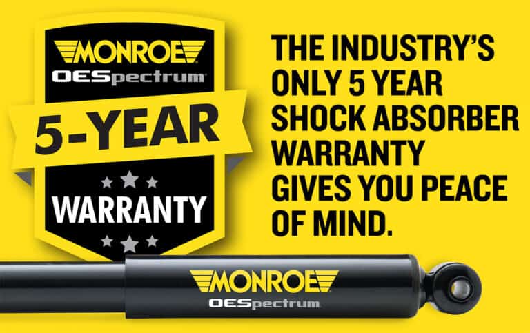 The industry's only 5 year shock absorber warranty gives you peace of mind.